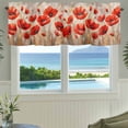 thumbnail image 3 of Spring Floral Valances for Windows Watercolor Poppy Oil Painting Rod Pocket Curtain Valance Window Treatment Short Curtains for Kitchen Living Room, 58"x16", 3 of 9