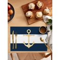 thumbnail image 5 of Yellow Anchor Nautical Placemats Set of 4, Navy Blue White Striped Placemats for Dining Table, Place Mats for Kitchen Tabletop, Waterproof Wipeable Dining Table Mats Set, 5 of 9