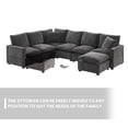 thumbnail image 5 of 110*84" Modern Sofa, 7 Seat Chenille Sectional Couch Set with 2 Pillows, Modern Minimalist Couch,Upholstered Sleeper for Living Room, Apartment, Office, Free Combination, Black+Grey, 5 of 9