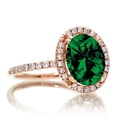 thumbnail image 2 of 1.5 Carat Oval Classic Emerald and diamond halo ring on 10k Rose Gold, 2 of 2