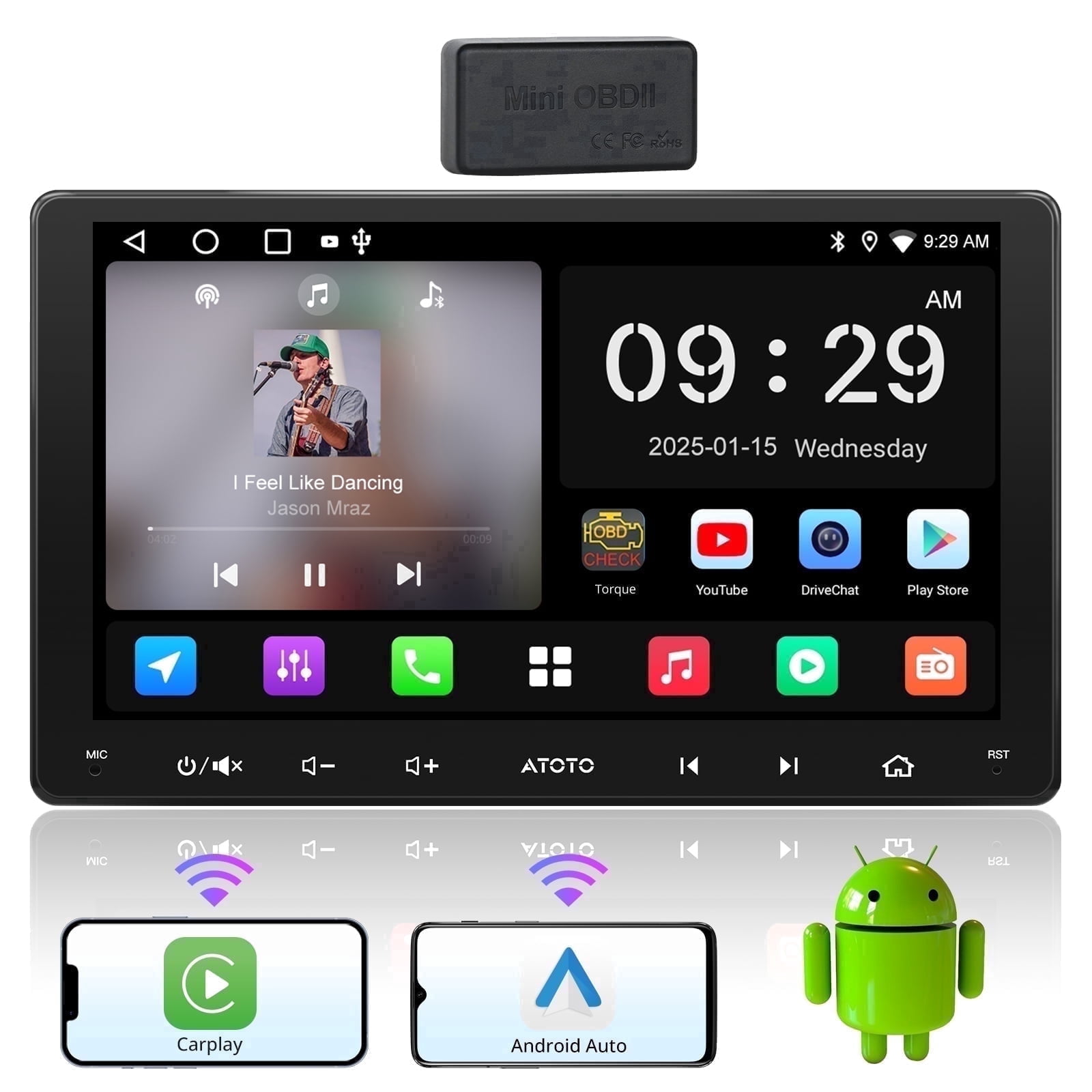 6.86 Inch Android 13 Car Stereo - Single-Din GPS Navigation with