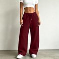 thumbnail image 4 of Nfurl Women's Barrel Sweatpants Drawstring Elastic Waist Wide Leg Baggy Sweatpant with Pockets Fall Winter Trendy Casual Going Out Sweat Pants Trousers Wine,XXL, 4 of 4