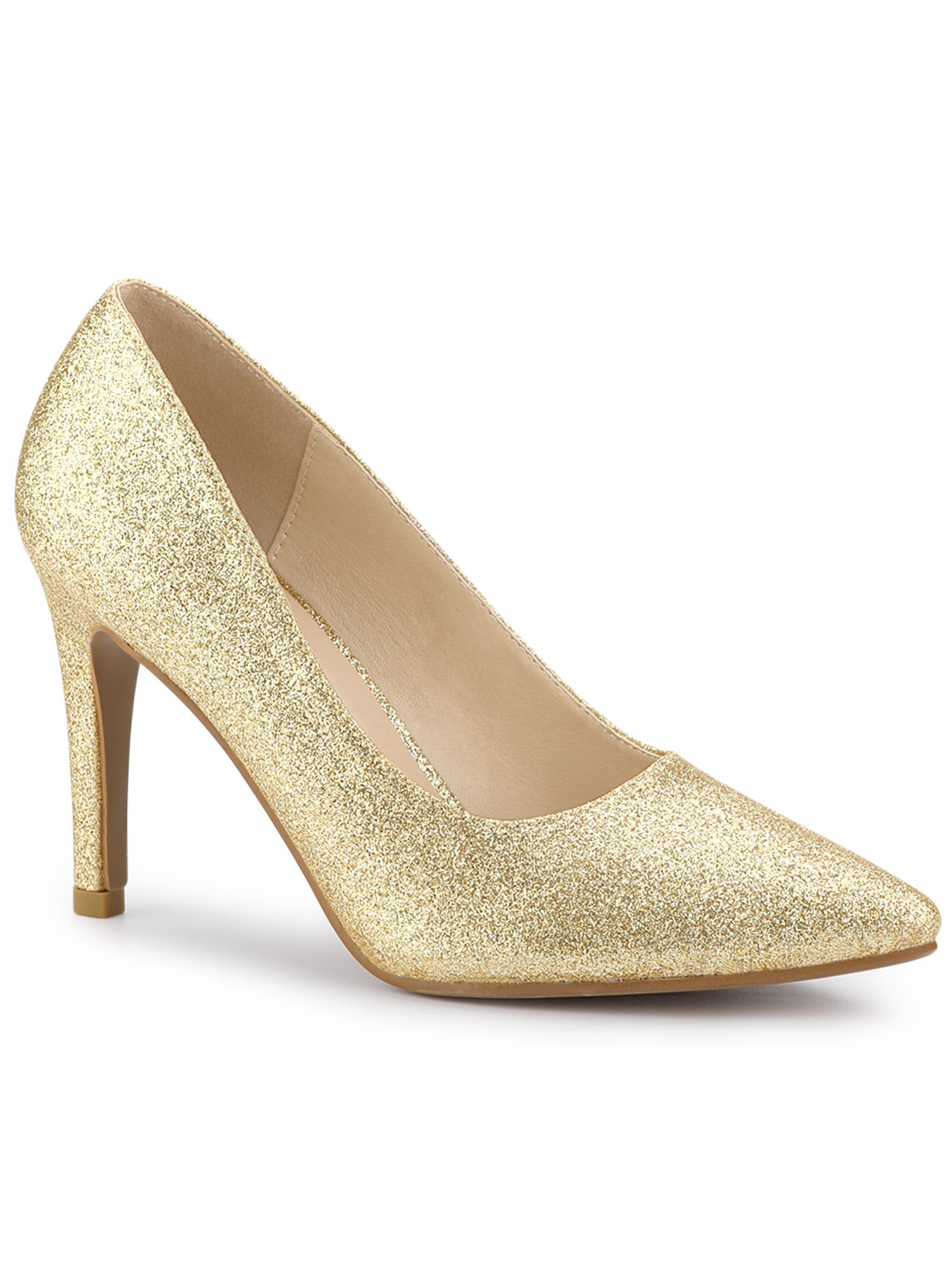 gold glitter stiletto heels