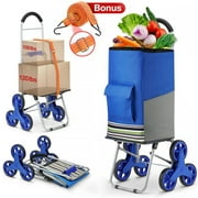 winkeep Foldable Cart with Extra Large Shopping Bag,Stair Climber Cart 220 lbs Capacity