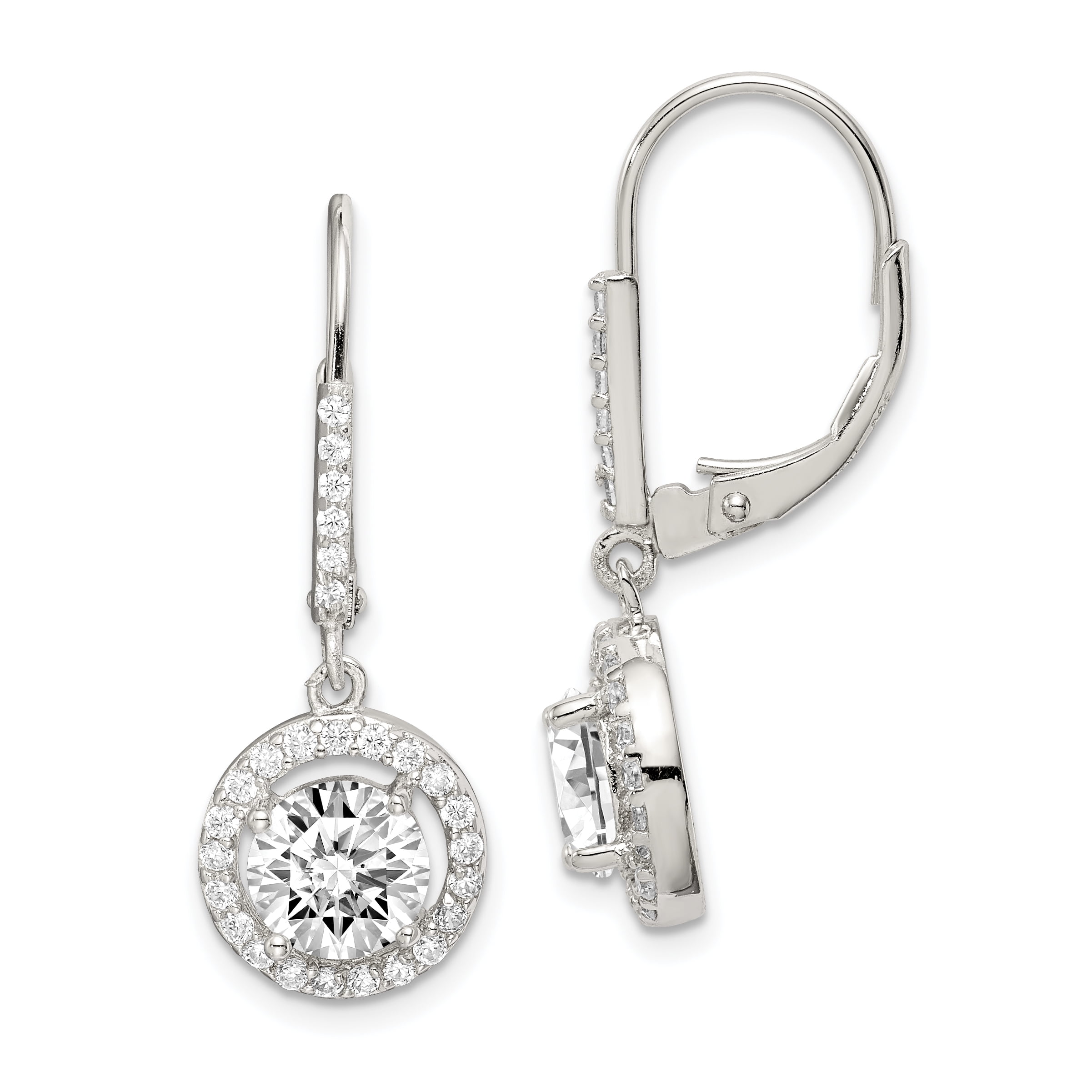 Luxury 925 Silver Stud Earrings for Women Cubic Zirconia Wedding Fine ...