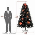 thumbnail image 3 of 7' Black Artificial Unlit Christmas Tree, Premium PVC Holiday Tree with Metal Stand, Easy to Assemble, Perfect for Modern Home, Office, or Halloween Party, 7FT, 3 of 8