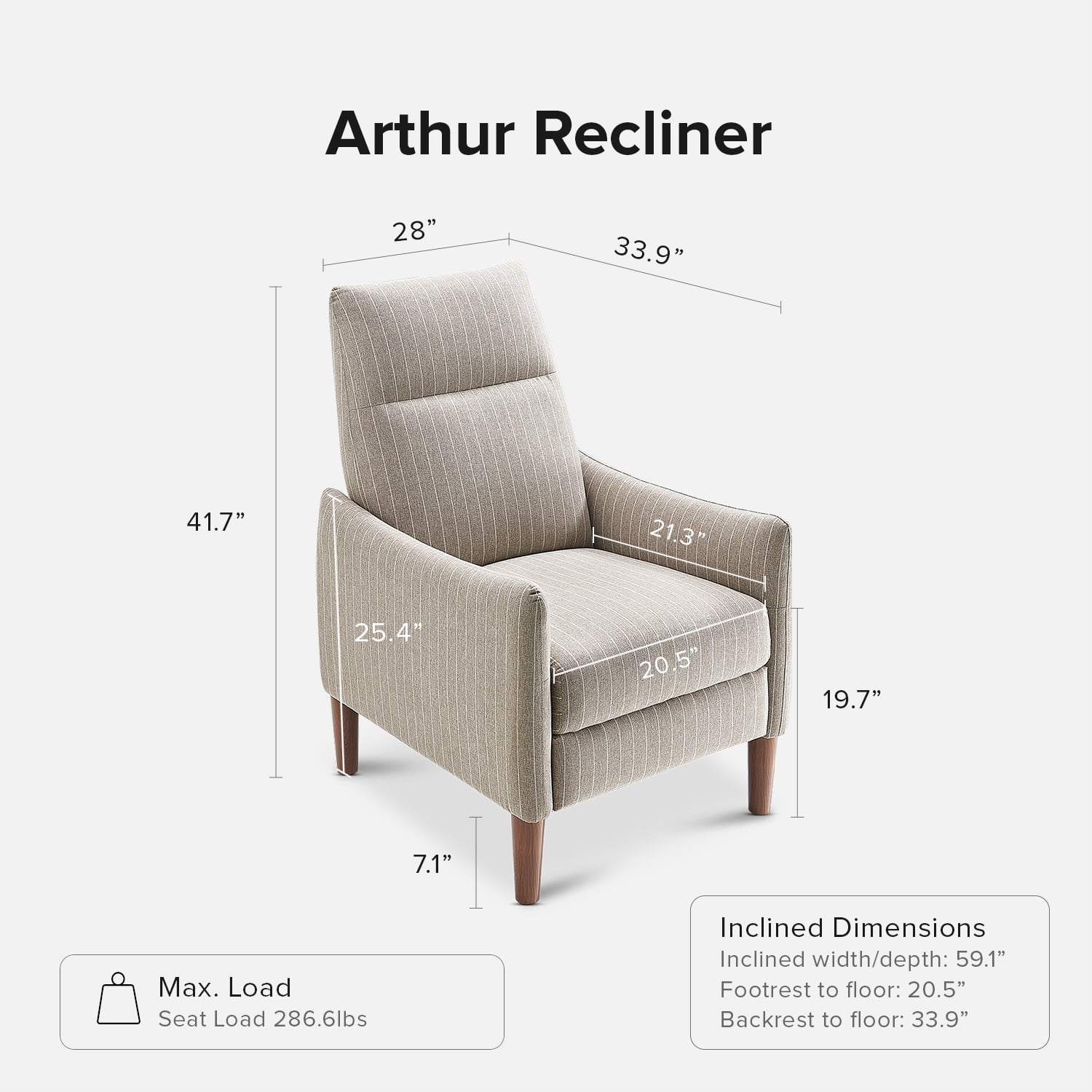 mopio Arthur Recliner Chair with 3 Positions, Jacquard Fabric Accent Chair, Mid Century Modern Reading Chair, High Back Padded Support Comfy Sleeper Armchair, Nursery Chair for Living Room, Bedroom
