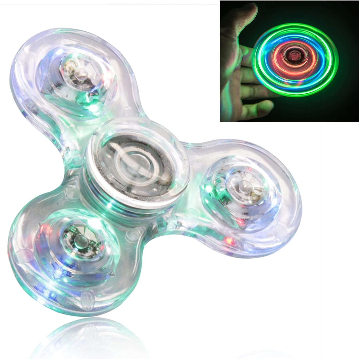 2 Pack LED Light up Fidget Spinners Fidget Toys Finger Spinners with 32 patterns 