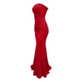 thumbnail image 5 of Puliio Evening Dresses for Women Strapless Ruched Waist High Slit Maxi formal Cocktail Party Gown, 5 of 8