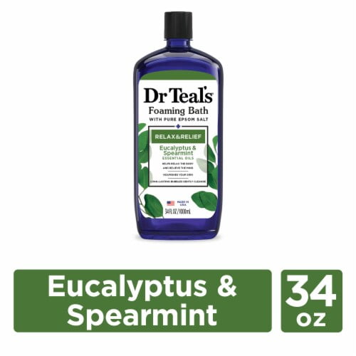 Pack of 2 - Dr Teal's Relax & Relief Foaming Bath with Pure Epsom Salt, Eucalyptus & Spearmint 34 fl oz Packaging May Vary