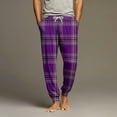 thumbnail image 2 of Wutalume Men's Drawstring Pocket Cuffed Casual Pants with Checkered Pattern, Soft Home Sleep Pants for Comfortable Wear and Relaxation,Purple XL, 2 of 7