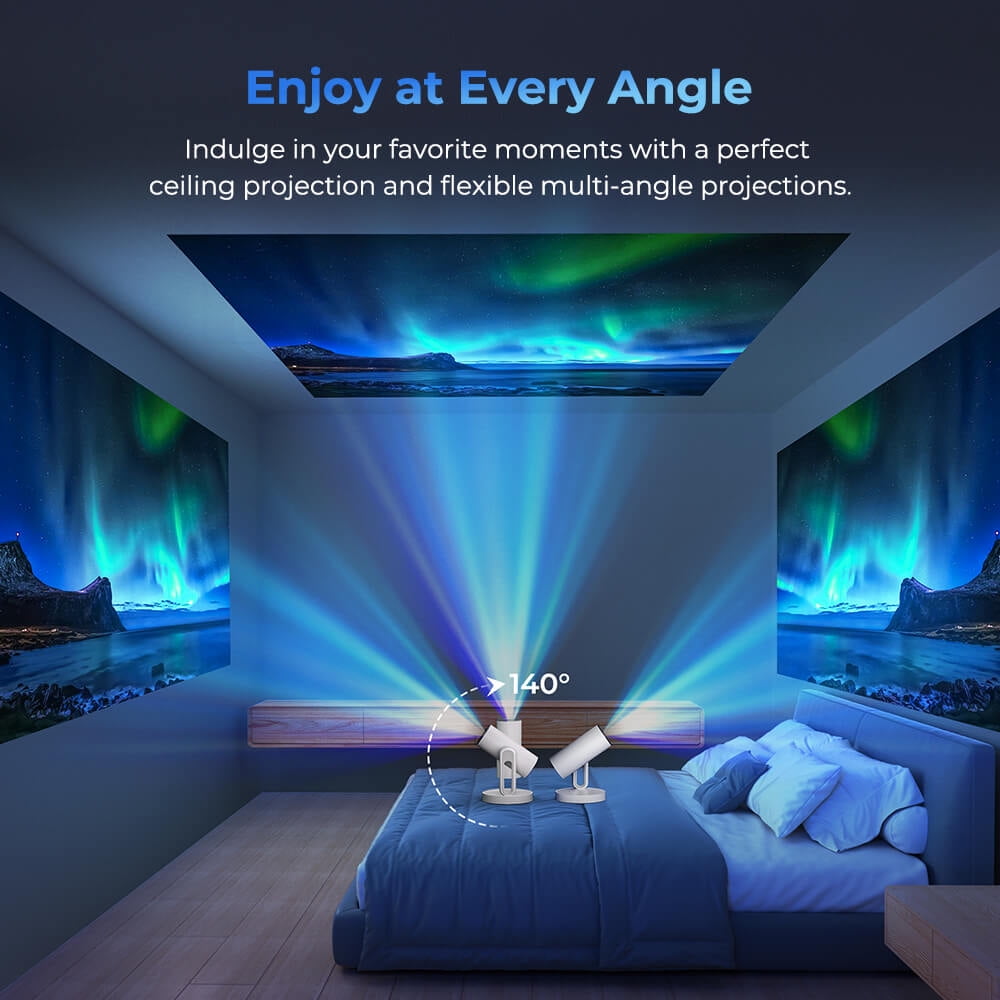 ETOE Starfish Plus Projector with Built-in Google TV, 140° Rotation & Automatic Screen Adjustment, Voice-Assisted Setup, Touch Night Light, Netflix/Google Certified for Home & Outdoor Use