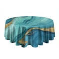 thumbnail image 5 of Blue Marble Gold Wave Pattern Round Tablecloth 60"x60",Wrinkle Wipeable Table Cloth for Kitchen Dining Room Picnic Patio Party, 5 of 6
