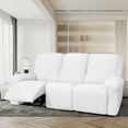 thumbnail image 2 of Stretch Seersucker Recliner Sofa Cover 8-Pieces Country style Reclining Couch Slipcover Simple Home Furniture Protector, 3 Seater/White, 2 of 7