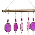 thumbnail image 4 of DecMode 30" Multi Colored Metal Indoor Outdoor Geometric Windchime with Stained Glass, 4 of 9