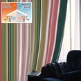 thumbnail image 5 of Colorful Striped Blackout Curtains for Bedroom/Living Room, Pinch Pleated Black Out Curtains, Sage Green Pink White Vertical Lines Room Darkening Window Drapes with Hooks 2 Panels, 59"x70", 5 of 8