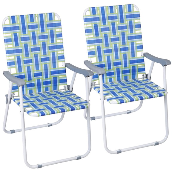 HOWEN Patio Lawn Webbed Folding Chairs Set of 2, Outdoor Beach Portable Camping Chairs with Carry Bag, Lightweight and Sturdy for Travel and Events