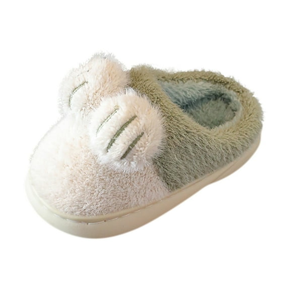 Generic Christmas Slipper For Girls Child Kids Cotton Slippers Girl Boys Memory Foam Comfy House Slippers Bedroom Home Slippers Winter Warm Indoor Shoes Clearance Shoes(3.5-4 Years ,Green)