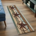 thumbnail image 4 of 2x6 Kitchen Runner Rug, Teal Brown Farmhouse Non-Skid Rubber Backing Large Rectangle Rugs - Living Room Bedroom Home Office, Country Texas Star Vintage Indoor Floor Mat Carpets Washable Rug, 4 of 9