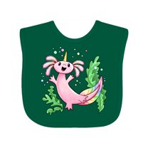 Inktastic Axolotl Unicorn with Rainbow Tail, Bubbles and Seaweed. Boys or Girls Baby Bib