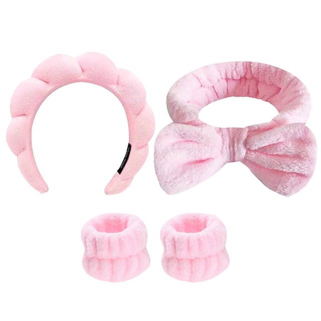 Juego de diadema y muñequera para lavar la cara, diadema y muñeca para mujeres y niñas
