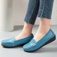 thumbnail image 2 of Womens Light Blue Loafers Casual Slip On Penny Loafers Comfortable PU Faux Leather Non-Slip Wedge Work Shoes,Size 5.5, 2 of 6
