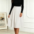 thumbnail image 5 of Ruimatai Womens Pleated Midi Skirt High Waist Elastic Pocket Work Office Casual Spring Daily Flowy A-Line Skirt, 5 of 6