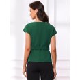 thumbnail image 3 of DARING DIVA Women's Cap Sleeve Top Boat Neck Belted Peplum Tops XL Dark Green, 3 of 7