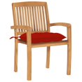 thumbnail image 2 of vidaXL Stacking Garden Chairs with Cushions 4 pcs Solid Teak Wood, 2 of 5