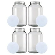 1-GALLON Glass Jar Wide Mouth (4 PACK)  MADE IN USA  128oz Mason Jar with Lids  Used for Canning Fermenting Kombucha Kefir Yogurt BPA