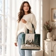 thumbnail image 5 of Christmas Quilted Tote Bag, Holiday Shoulder Tote Bag, Large Capacity Laptop Handbag With Cup Holder, Ideal Holiday Gift For Women Work Travel Shopping, 5 of 5