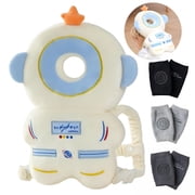 XIBUFE Baby Head Protector Cushion Backpack with 3 Pairs Knee Pads, Soft Cotton Walking Harness and Crawling Anti-Slip Knee Guards for Toddlers Learning to Walk