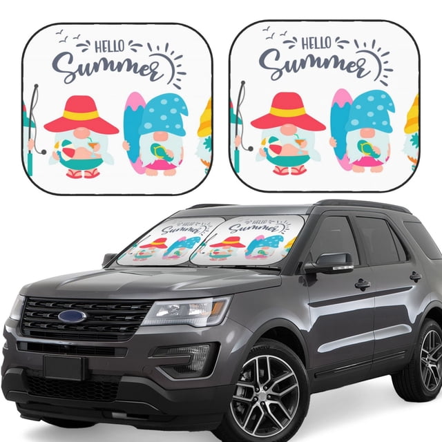 Vsdgher Gnomes Summer Print Car Windshield Sun Shade, Reflective Sunshade Window Sunshade Sun Visor Protector Fit for Cars,Trucks,SUVs-Small