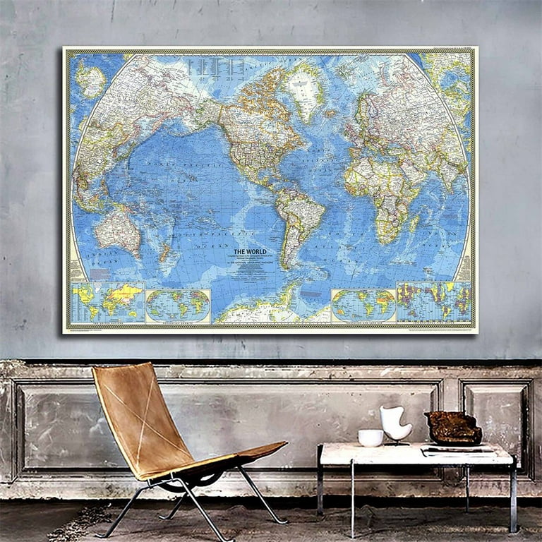 World Wall Map Blue Ocean Edition, Size: 24 x 17