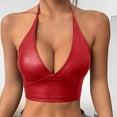 thumbnail image 4 of Hvot&aat Women's Sexy Imitation Patent Leather Deep V-neck Lingerie Tops Metallic Shiny Bodysuit Tank Tops for Night Club Going Out, 4 of 7