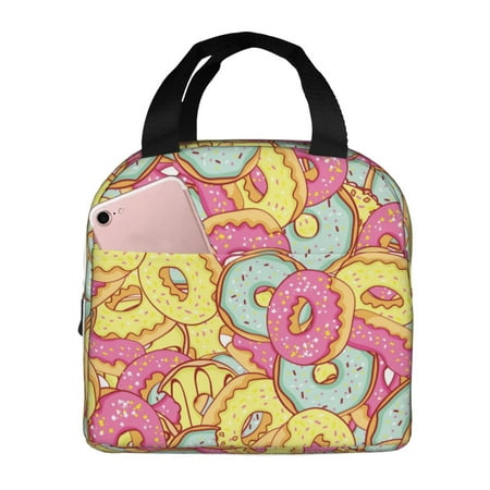 Insulated Lunch Bag for Women Men - Donut and Blue Leakproof Cooler Lunch Box for Women Men  Lunch Tote Bags for Work School Picnic Travel