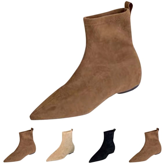 prrcolt Women's Slip On Ankle Boots Pointed Toe Low Heel Booties Comfortable Short Boots Office Booties Shoes