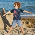 thumbnail image 3 of FORMRS Boys Rash Guard with Short Sleeves UPF 50+ Swim Shirts Sizes 3-12T, Glowing Jellyfish, 3 of 6