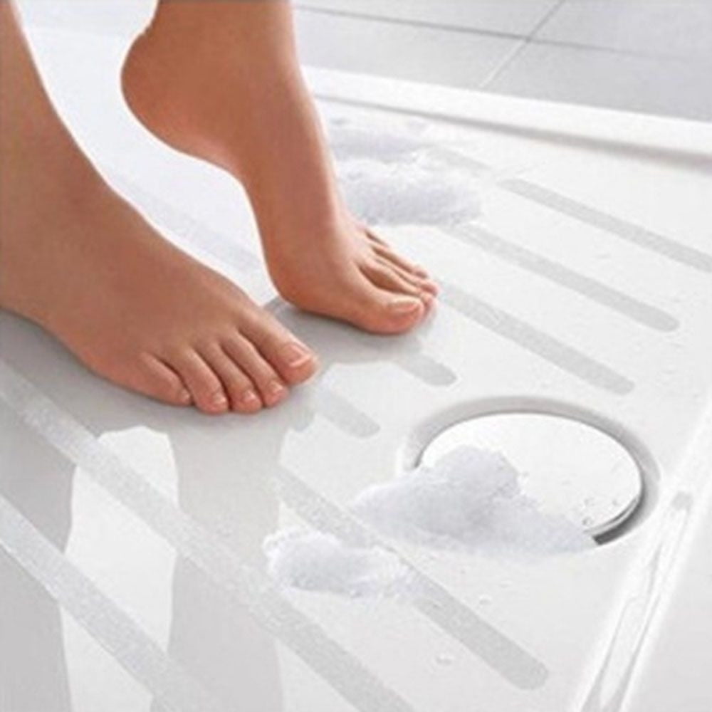 Adhesive Blue Oval Bath Treads Shower Floor Grip Stickers & Non-Slip Tub Decals 