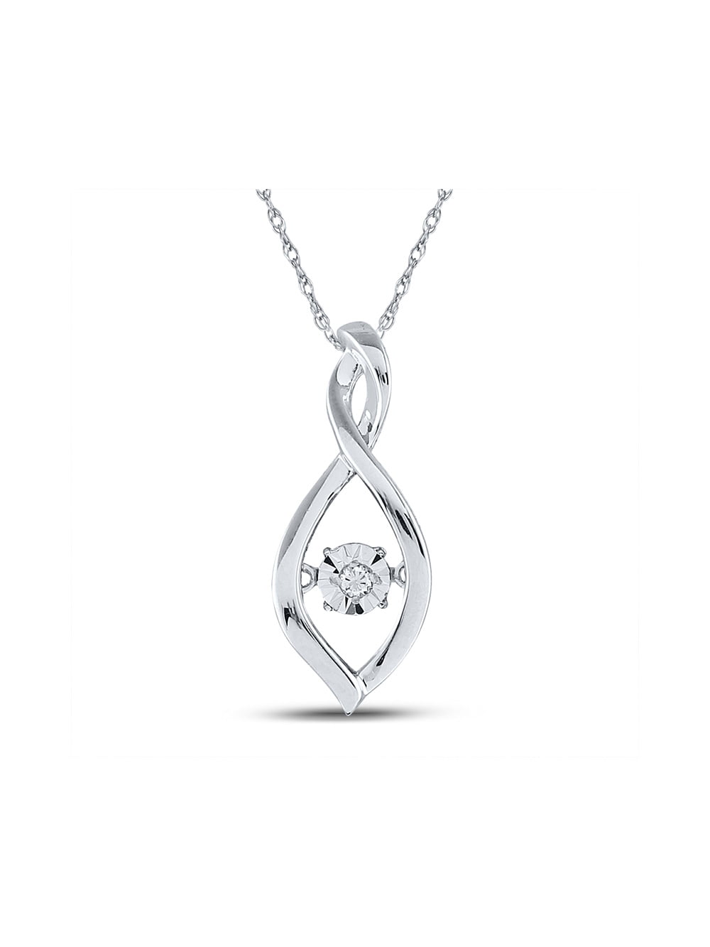 Yellow-tone Sterling Silver Womens Round Diamond Heart Moving Twinkle Pendant .03 Cttw