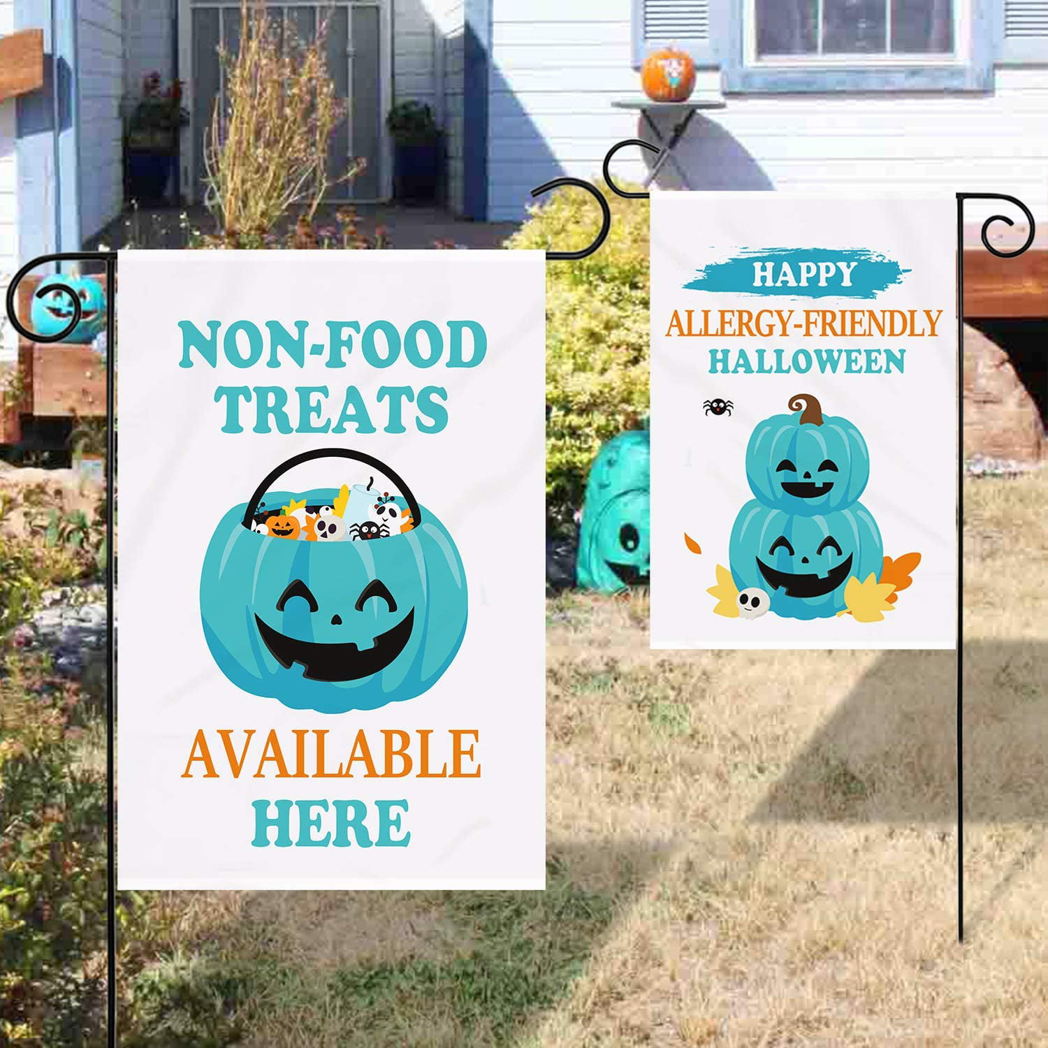 Teal Pumpkin Personalized Halloween Allergy Friendly Trick or Trinket Banner