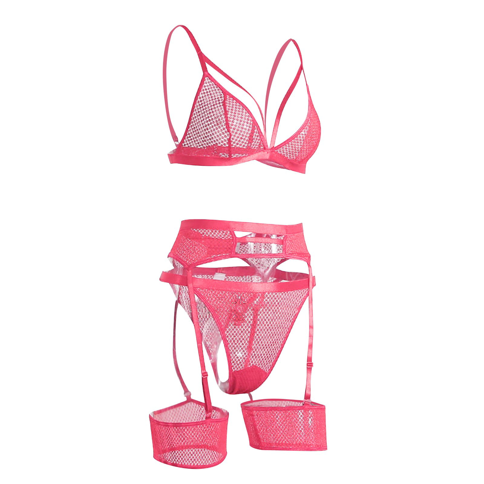 Lingerie for Women Bra Set Lingerie Set Lace Hot Pink Xl 