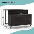 thumbnail image 2 of Pool Float Storage Organizer with Rolling Wheels, Outdoor Wicker Rattan Pool Caddy & Toy Storage Basket for Poolside, Patio & Deck, All-Weather PE Rattan Pool Caddy, 2 Open Compartments, Brown, 2 of 6