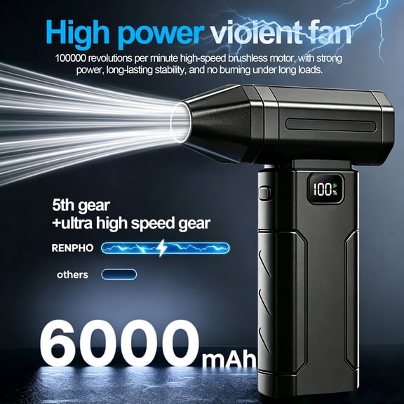 PIXNMO Portable Cordless Air Blower 100000 RPM Brushless Motor 6000mAh Rechargeable