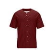 thumbnail image 5 of MELDVDIB Mens Shirts Fashion Casual Solid Color Short Sleeve Loose Summer Tops Button-Up Crew Neck Vacation Shirts, 5 of 8