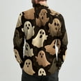 thumbnail image 4 of Domuza Mens Long Sleeve Button Down Shirts Halloween Spooky Novelty Print Relaxed Fit T Shirts Casual Lightweight Collared Blouse for Halloween Party Khaki L, 4 of 7