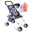 thumbnail image 1 of fash n kolor® - Doll Stroller My First Baby Doll Strollers Toy - Flower Design with Basket in The Bottom- Doll Accessories 2 Free Magic Bottles Included - New Year Gift, Boys, Girls, 1 of 5