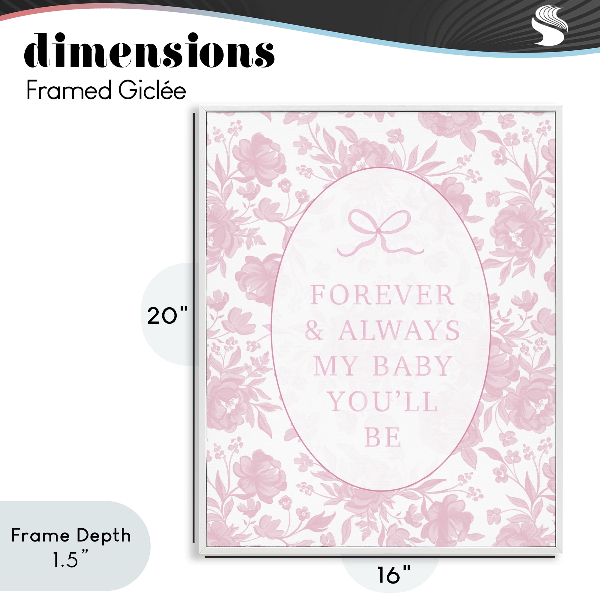 Stupell Industries Forever and Always Pink Florals White Framed Giclee Art, design by Cherrywood Lane