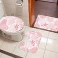 thumbnail image 4 of Coastal Pink Bath Mat 3 Piece Bathroom Rug Set, Ocean Coral Starfish Shell Modern Sea Non Slip Bath Rug Contour Mat and Toilet Lid Cover, Absorbent Shower Mats Soft Bath Rugs and Mats Sets, 4 of 8