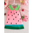 thumbnail image 3 of BemeyourBBs Toddler Baby Girls Summer Watermelon Dress Outfit Little Girl Hawaiian Holiday Summer Beach Dress Doll Collar Sleeveless Tank Princess Birthday Party Dress with Shoulder Bag, 3 of 9